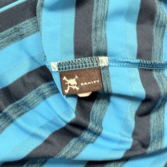 Oakley Polo Shirt Mens Medium Blue Striped HYDROLIX Performance Golf Regular Fit - Picture 6 of 8